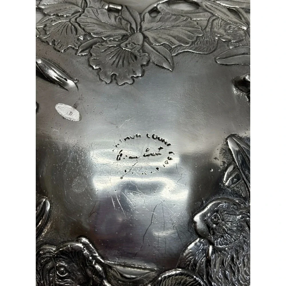 1993 Arthur Court Heart Shaped Serving Dish Spring‎ Bunnies Daffodil Flowers 10